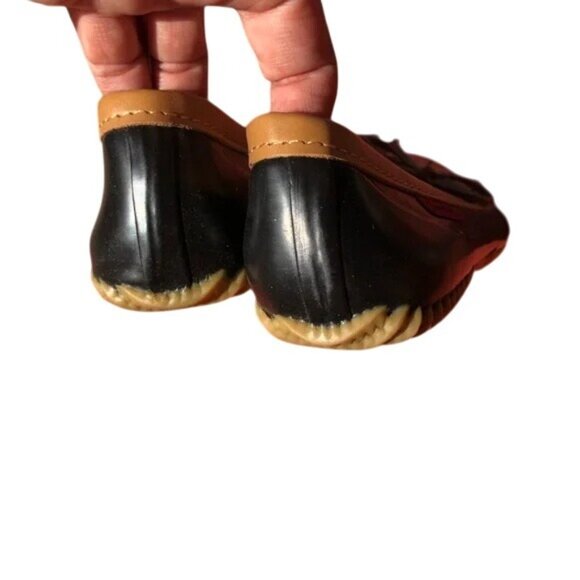 Chooka Womens Waterproof Duck Shoes Sz 6 Black & Tan Rubber Upper Slip-On - Picture 4 of 4